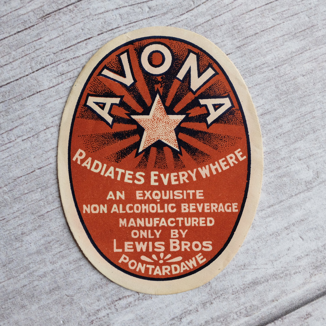 Avona vintage drinks bottle label