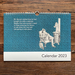 Calendar 2023.  REDUCED.  Literary humour A4 landscape spiral bound with space to write appointments.