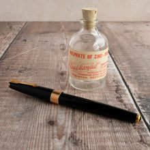 Load image into Gallery viewer, Small apothecary poison bottle featuring an original vintage label with a beautiful script design (Claud Manfull poison options)
