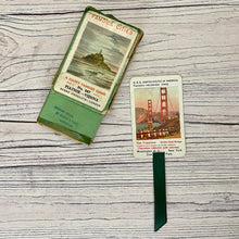 Load image into Gallery viewer, Early 1950s repurposed card game bookmarks. Famous Cities.