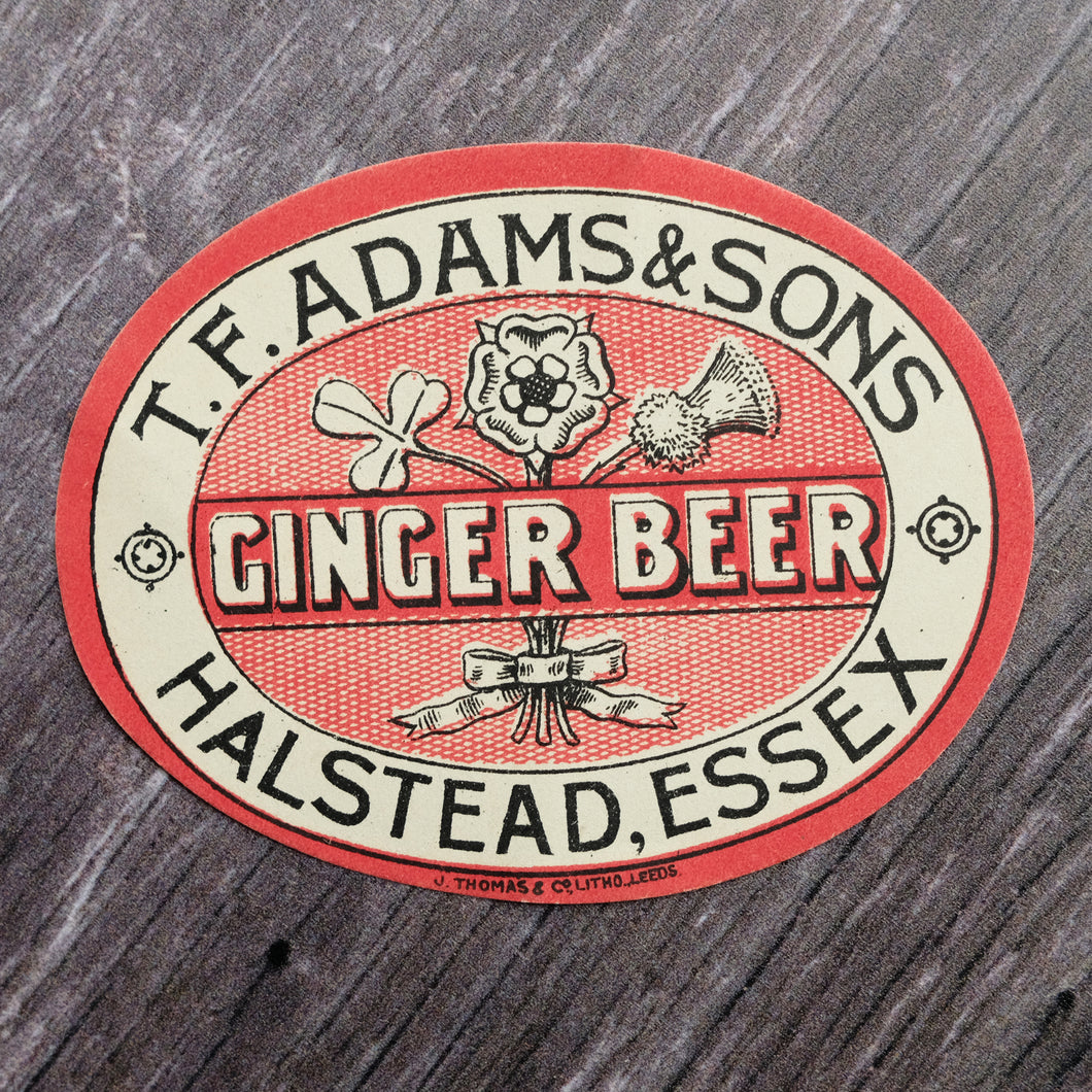 Ginger Beer vintage drinks bottle label T. F. Adams & Sons