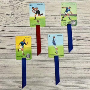 Goal!  Football card game repurposed bookmarks.