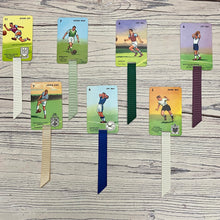 Load image into Gallery viewer, Goal!  Football card game repurposed bookmarks.