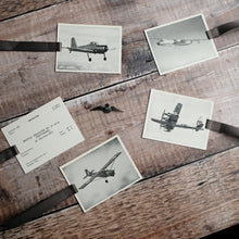 Load image into Gallery viewer, Aircraft recognition card bookmark.  Photograph, grey designs.