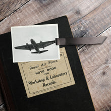 Load image into Gallery viewer, Aircraft recognition card bookmark.  Photograph, grey designs.
