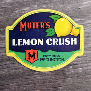 Muter's Lemon Crush large vintage drinks bottle label