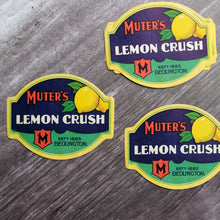 Load image into Gallery viewer, Muter&#39;s Lemon Crush large vintage drinks bottle label