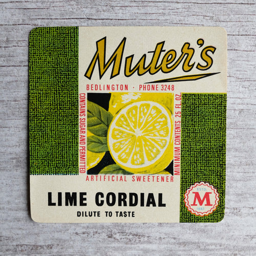 Vintage lime cordial drinks label (Muter's)