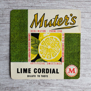 Vintage lime cordial drinks label (Muter's)