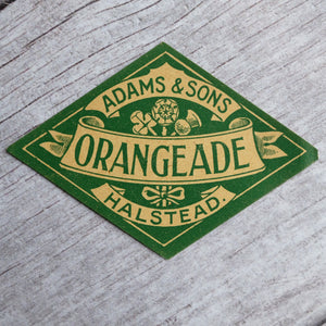 Vintage Orangeade drinks bottle label Adams & Sons