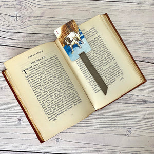 Peter Pan bookmarks made from a vintage card game.